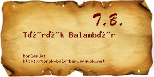 Török Balambér névjegykártya