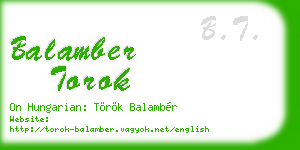 balamber torok business card