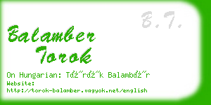 balamber torok business card